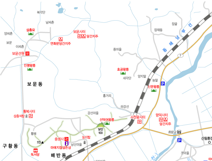 경주 남산 산행지도